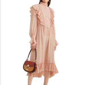 Chloe Ruffled Chiffon Midi Dress FR34 IT38